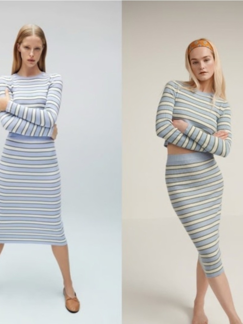Zara striped sweater skirt set.sz,M